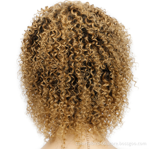 Afro Kinky Curly Wig Human Hair With Bang Brazilian Pixie Curly Short Wigs Blonde Perruque Afro Human Hair Wigs
